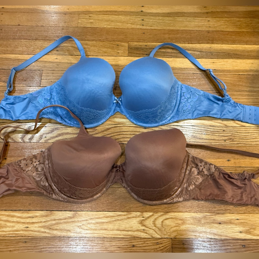 2 pack of Body by Victoria, Victoria's Secret Blue and Brown Bras